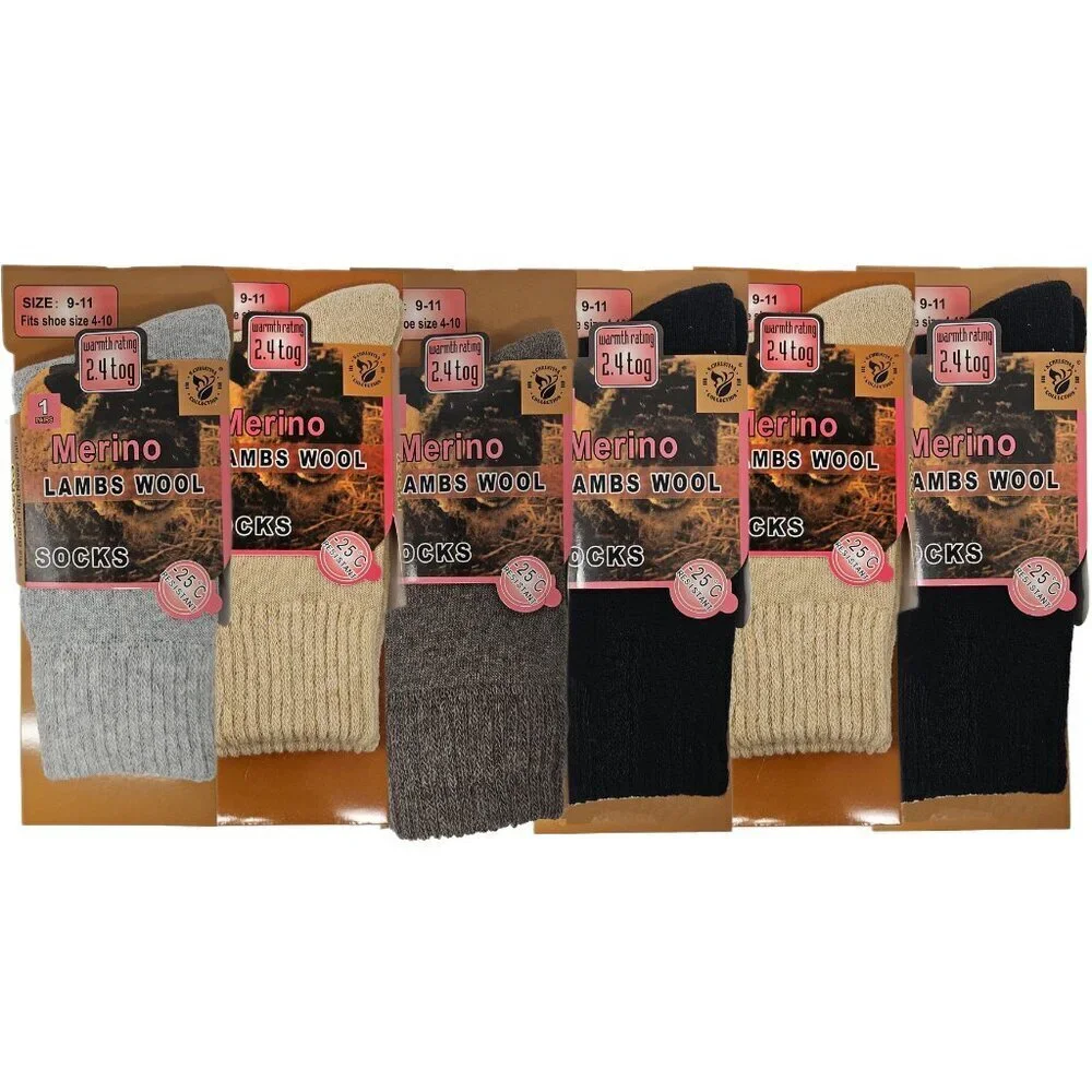 6 Pairs Women Lamb Wool Socks Warm Winter Hiking Merino Lamb Wool Socks, NEW
